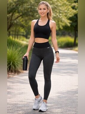 Calvin Klein gray and black High-Waist Seamless Leggings size M